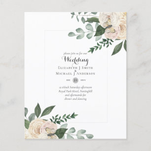 Flyer Invitaciones a bodas de rosas blancas con menos pr