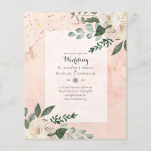 Flyer Invitaciones a bodas de rosas blancas con menos pr