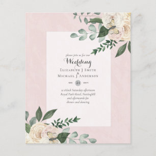 Flyer Invitaciones a bodas de rosas blancas con menos pr
