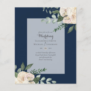 Flyer Invitaciones a bodas de rosas blancas con menos pr