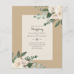 Flyer Invitaciones a bodas de rosas blancas con menos pr