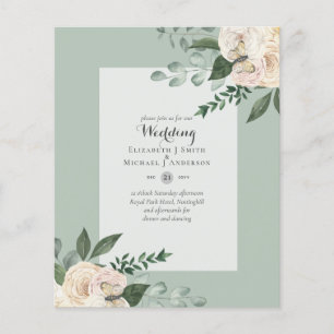 Flyer Invitaciones a bodas de rosas blancas con menos pr