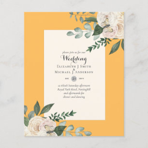 Flyer Invitaciones a bodas de rosas blancas con menos pr
