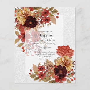 Flyer Invitaciones a bodas florales para otoño - Dusky