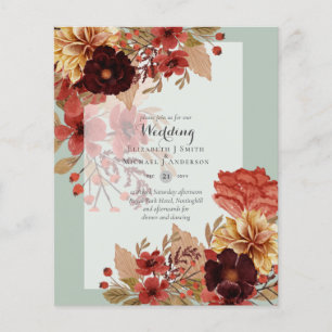 Flyer Invitaciones a bodas florales para otoño - Dusky