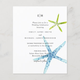 Flyer Invitaciones a la boda Blue Lime de Budget Beach L