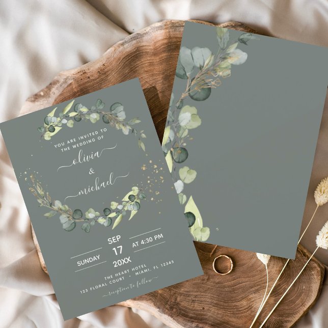 Flyer Invitaciones a la boda del eucalipto verde del sab (Subido por el creador)