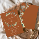 Flyer Invitaciones a la boda del Naranja quemado de euca<br><div class="desc">Trae la belleza de la naturaleza a su día especial con nuestras impresionantes invitaciones presupuestarias bodas de eucalipto. Estas invitaciones presentan un diseño exuberante de eucalipto, creando un ambiente tranquilo y sereno para su gran día. Y con un precio asequible, puedes tener la invitación perfecta sin romper el banco. Nuestro...</div>
