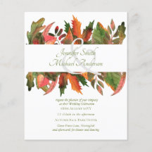 Invitaciones a la boda del otoño de otoño para el