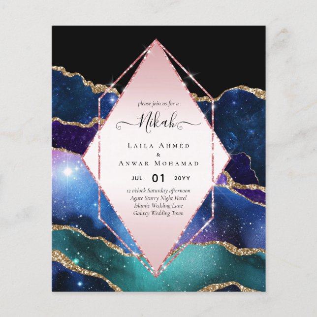 Flyer Invitaciones a la boda islámica Nikah - Oro Purpur (Frente)