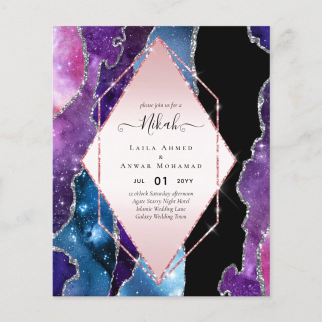 Flyer Invitaciones a la boda islámica Nikah - Oro Purpur (Frente)