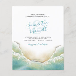 Flyer Invitaciones a la cena en la playa para el ensayo 