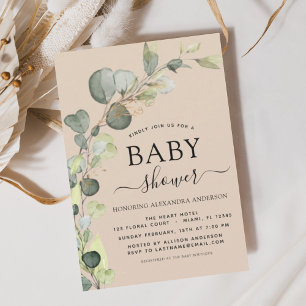 Flyer Invitaciones a Terracotta Baby Shower Eucalyptus