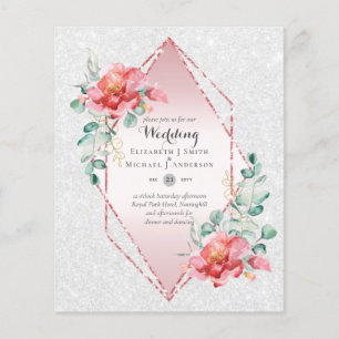 Flyer Invitaciones a una boda floral roja con menos pres