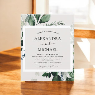 Flyer Invitaciones a una boda verde de esmeralda
