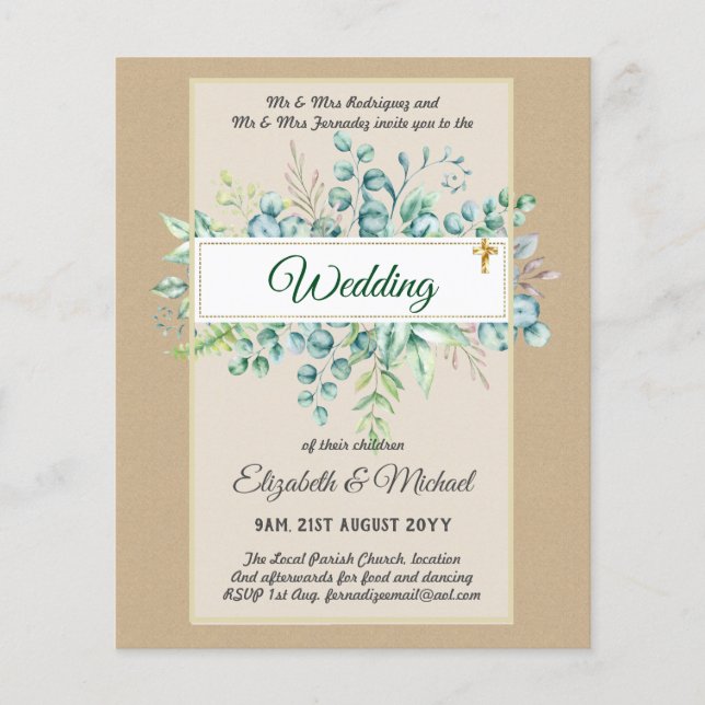 Flyer INVITACIONES CATÓLICAS DE BODA cristiano presupues (Frente)