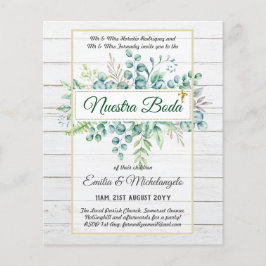 Flyer Invitaciones de Boda, Boda español GREENERY