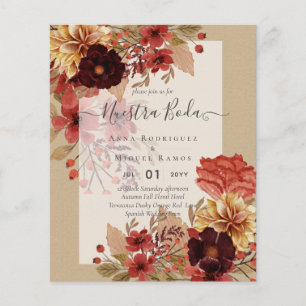 Flyer Invitaciones de Boda, Boda español otoño