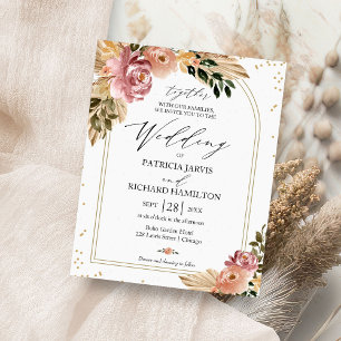 Flyer Invitaciones de Boda Boho Chic Florales Económicas