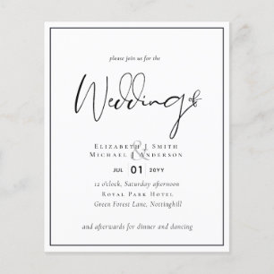 Flyer Invitaciones de Boda Clásicas en Blanco y Negro PR