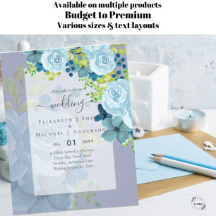 FLYER INVITACIONES DE BODA DE FLORES AZULES DOSTILES - P