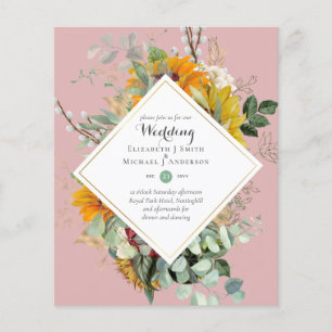 Flyer Invitaciones de boda de girasoles y vegetación con