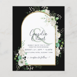 Flyer Invitaciones de boda de rosas blancas con arco de 