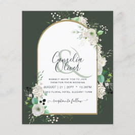 Flyer Invitaciones de boda de rosas blancas con arco y P