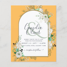 Flyer Invitaciones de boda de rosas blancas con el PRESU