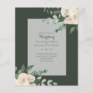 Flyer Invitaciones de Boda de Rosas Blancas con el PRESU