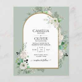 Flyer Invitaciones de boda de rosas blancas con el PRESU