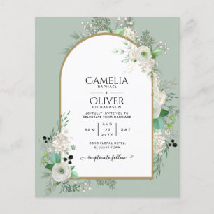 Flyer Invitaciones de boda de rosas blancas con el PRESU