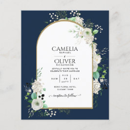 Flyer Invitaciones de boda de rosas blancas con el PRESU