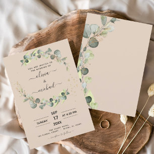 Flyer Invitaciones de boda de Terracotta Eucalyptus Budg