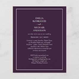 Flyer Invitaciones de Boda Economicas Bilingue Ciruela