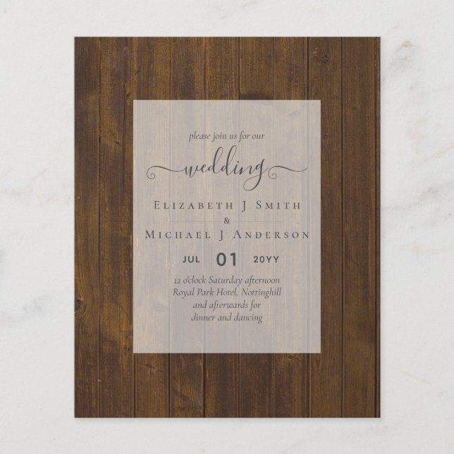 Flyer INVITACIONES DE BODA ECONÓMICAS - Letra Minimalist (Frente)