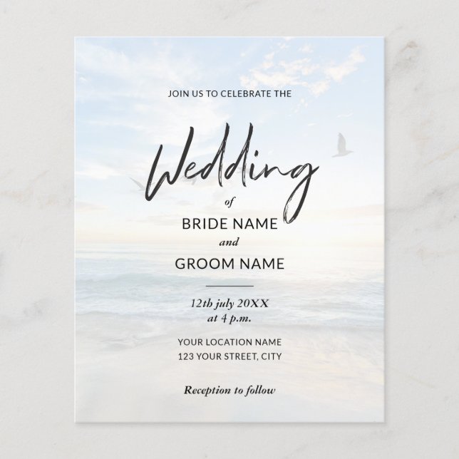 Flyer Invitaciones de boda elegantes y económicas con fo (Frente)