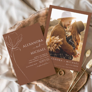 Flyer Invitaciones de boda florales boho económicas