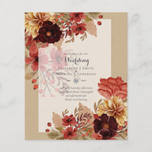 Flyer Invitaciones de boda florales de otoño para presup