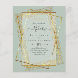 Flyer Invitaciones de boda islámicas NIKAH con marco dor