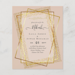 Flyer Invitaciones de boda islámicas NIKAH con marco dor