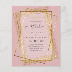 Flyer Invitaciones de boda islámicas NIKAH con marco dor