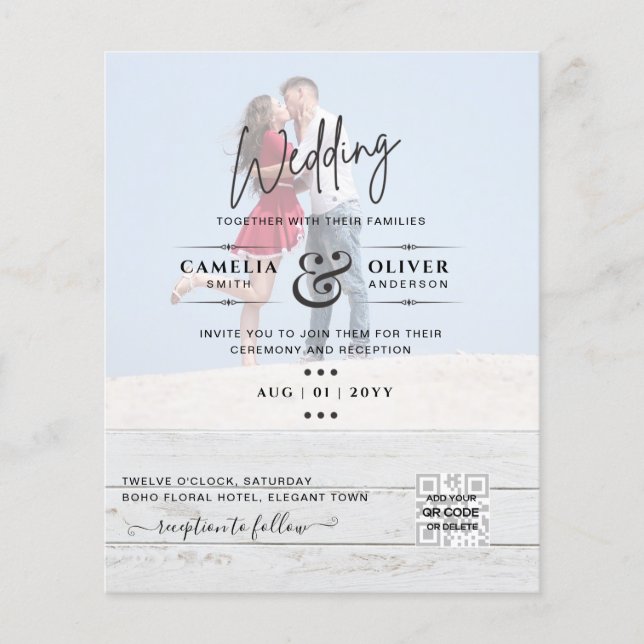 FLYER INVITACIONES DE BODAS CON CÓDIGO QR PARA ESCANEO C (Frente)