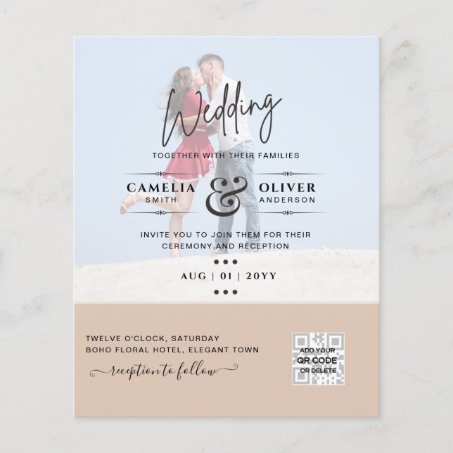 FLYER INVITACIONES DE BODAS CON CÓDIGO QR PARA ESCANEO F (Frente)