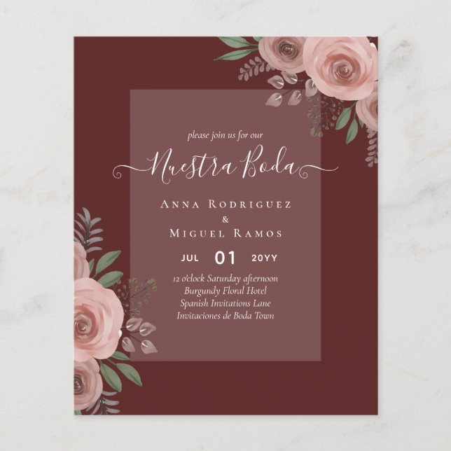 Flyer Invitaciones de Budget Nuestra BODA a la Floral de (Frente)