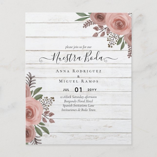 Flyer Invitaciones de Budget Nuestra BODA a la Floral de (Frente)