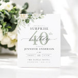 Flyer Invitaciones de cumpleaños a la sorpresa de la flo<br><div class="desc">Celebre con estilo con una elegante invitación de cumpleaños floral gris y verde. Este sofisticado diseño se caracteriza por sus tonos grises suaves y sus frondosas flores verdes que crean un ambiente tranquilo y festivo. Perfecto para una celebración refinada y memorable, los delicados acentos florales le dan un toque de...</div>