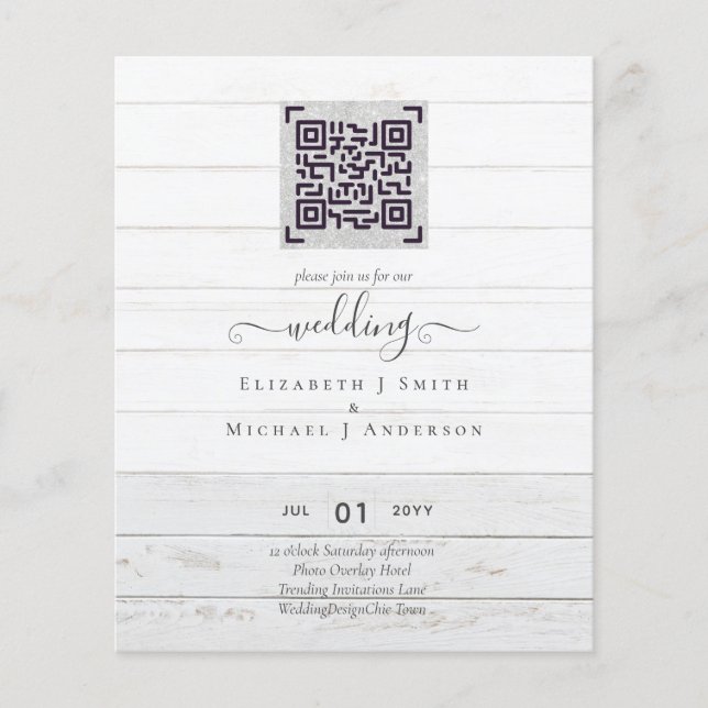 Flyer Invitaciones de fecha de boda con código QR modern (Frente)