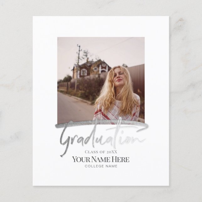 Flyer Invitaciones de foto de graduación elegante y mode (Frente)