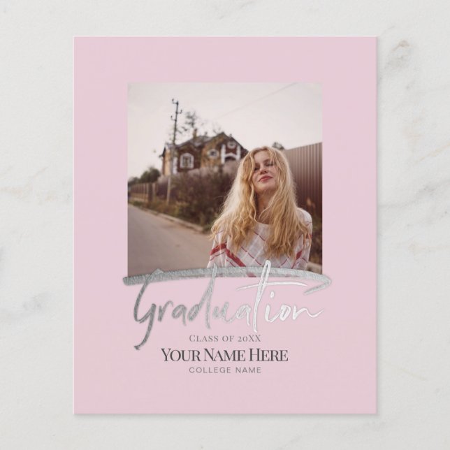 Flyer Invitaciones de foto de graduación elegante y mode (Frente)